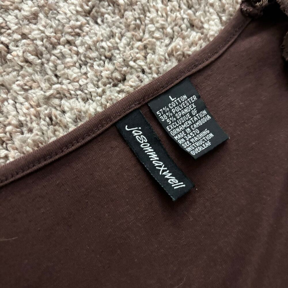 Y2K Brown Wrap Top Lace Balletcore Soft Girl Cropped L Ballerina Jason Maxwell - Picture 12 of 12